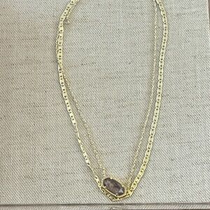 Kendra Scott Multi Layered Elisa Necklace with Purple Stone
